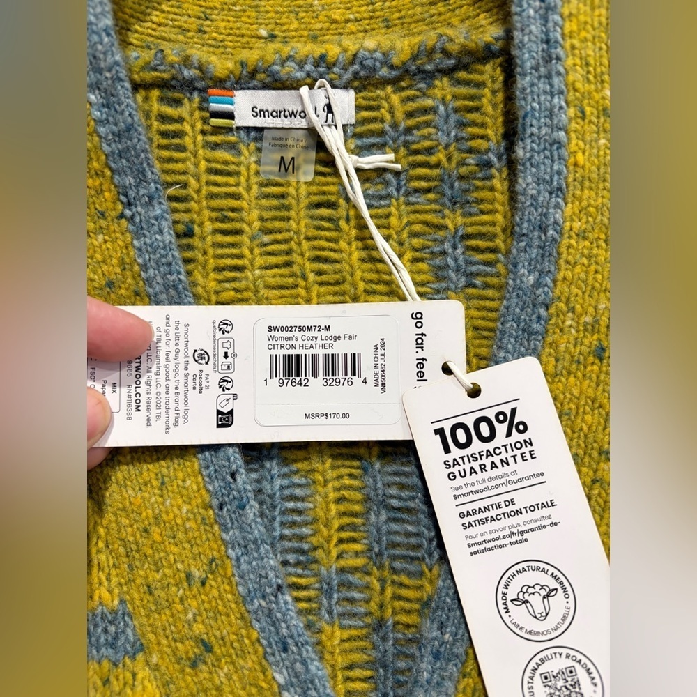 SmartWool Women's Medium Cozy Lodge Fair Isle Cardigan Sweater Merino Wool NWT - Picture 5 of 6